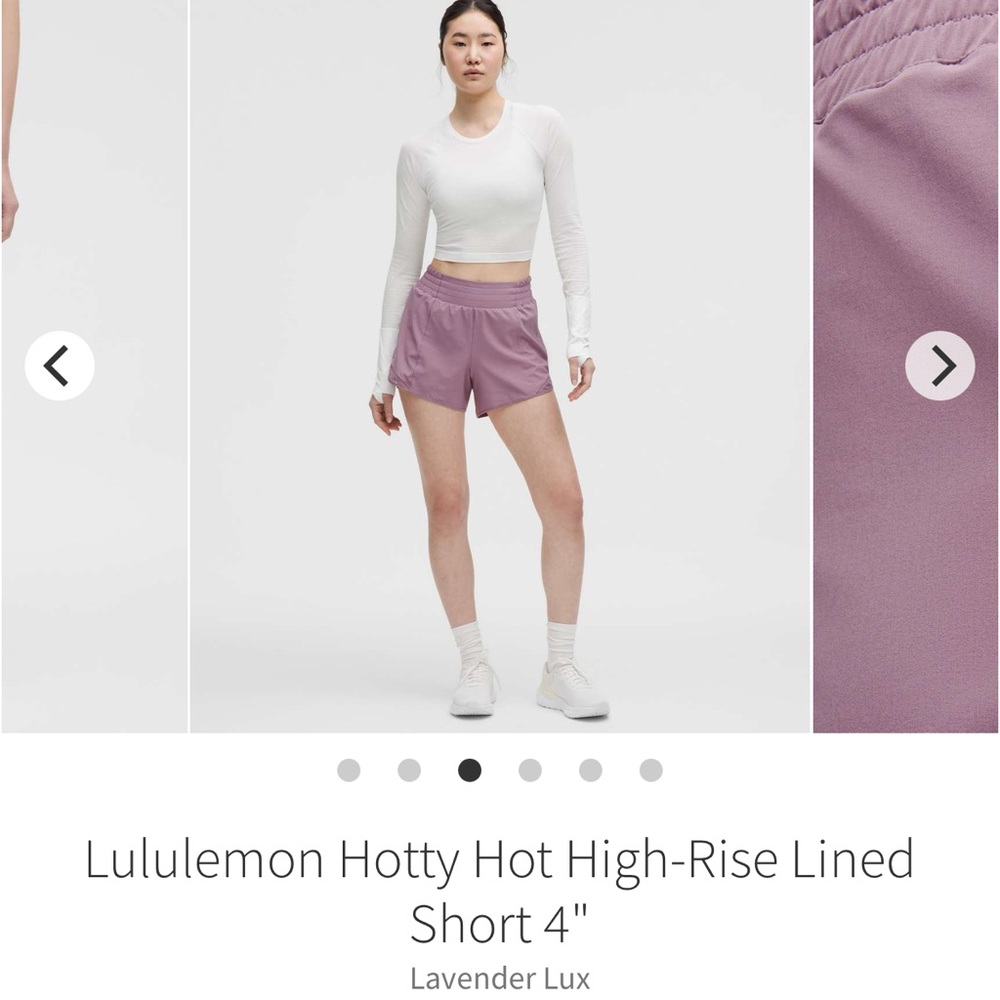 NEW with tags! Lululemon Hotty Hot High-Rise Lined Short 4"
Lavender Lux sz 14 - Picture 5 of 7